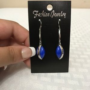 Fashion Jewelry - Blue & Silver Teardrop Earrings
